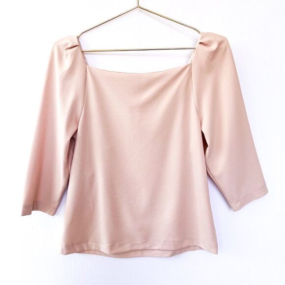 NWT Ann Taylor Blush Pink Puff Quarter Sleeve Square Neck Top Small - Picture 5 of 8